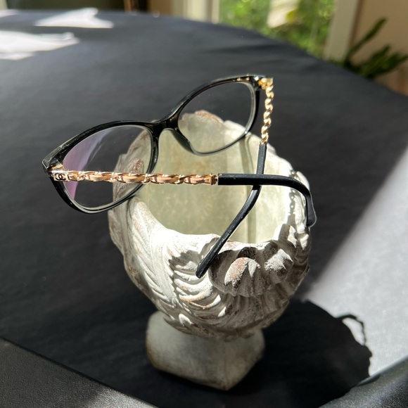 CHANEL 3221-Q Beige Leather Glasses Frames Chain Link EUC Italy Emma Watson - Picture 4 of 16